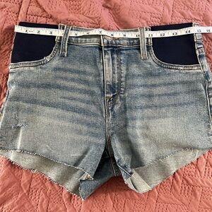 Hudson Maternity Women’s Jeans Light Blue Denim Shorts with Navy Panels